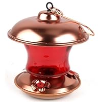 Woodlink Coppertop Hummingbird Feeder - Ruby Glass and Brushed Copper