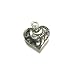 Antique Silver Pewter Heart Charm with Moon and Stars on Cable Choker