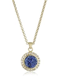 Marcia Moran "Midnight" 18k Gold-Plated Blue and Cubic Zirconia Round Pendant Necklace