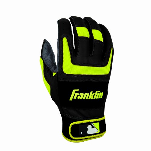 Franklin Sports ShokSorb Pro Neon Series Adult Batting Gloves, Yellow