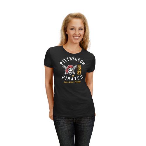 MLB Pittsburgh Pirates Women's Short Sleeve Crew Neck Tee (Black, Xx-Large)