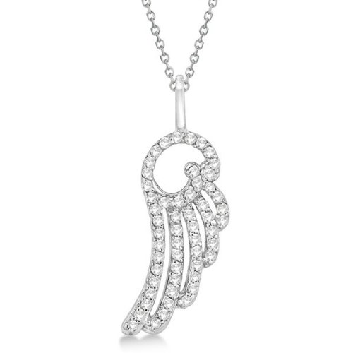 Diamond Angel Wing Pendant Necklace 14k White Gold (0.28ct)