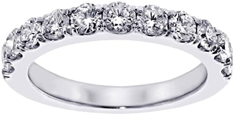 1.00 CT TW Split Prong Round Diamond Wedding Band in 14k White Gold - Size 6.5