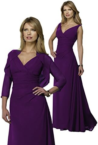 Forever Yours 810203 Long Chiffon Mother of the Bride Dress with Jacket (12, Plum)