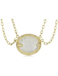 Dyanne Belle "Carousel Pendant Collection" 14k Gold Victorian Ellipse with Moonstone and Pave Diamonds Pendant Necklace