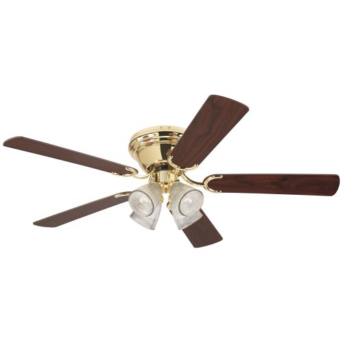 Tools: Westinghouse 7871600 Contempra IV Four Light 52 Inch Five Blade Ceiling Fan, Polished Brass with Clear Ribbed Globes
