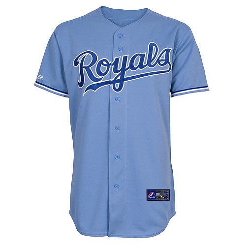MLB Kansas City Royals Adult Short Sleeve 6 Button Synthetic Replica Jersey (Columbia Blue, Xx-Large)