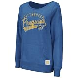 Pittsburgh Penguins Women's Blue Retro Sport Sweep the Leg Too Long Sleeve Crewneck Sweatshirt