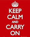 Keep Calm and Carry On (Motivational, Red) Art Poster Print - 61x91 cm