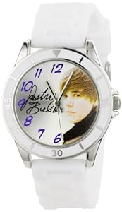 Justin Bieber Kids' JB1042  Round Case White Silicone Strap Watch
