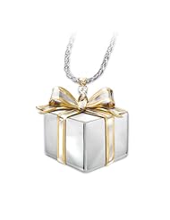Granddaughter Gift Box-Shaped Diamond Pendant Necklace: Grandmas Gift by The Bradford Exchange