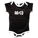 ABCD - Rocker Retro Ringer Tee Silly Baby Onesie, Black, 6 - 12 Months