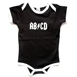 ABCD - Rocker Retro Ringer Tee Silly Baby Onesie, Black