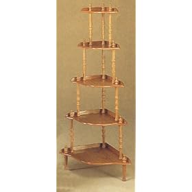 <b>Southwest Traditional Style Five-Tier Wall Unit Corner Rack Oak Finish</b>