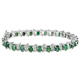 Emerald Bracelet with Diamond 13 Carat (ctw) in Sterling Silver