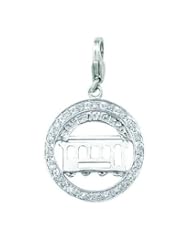 14K White Gold Diamond San Francisco Cable Car Charm
