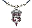 San Francisco 49ers Leather Necklace w/Beads & Pewter Pendant - NFL Football Fan Shop Sports Team Merchandise