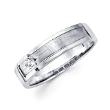14K White Gold Round Diamond Men's Couple Wedding Ring Band (1/16 ctw., GH Color, SI Clarity)