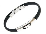 Horoscope Zodiac Signs Cancer Bracelet. Stainless Steel Cancer on Super Black Silicon Band Jelly Bracelet