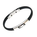 Horoscope Zodiac Signs Cancer Bracelet. Stainless Steel Cancer on Super Black Silicon Band Jelly Bracelet
