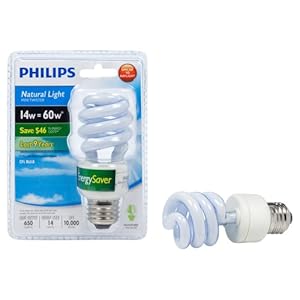Philips 210468 14-Watt Energy-Saver Natural Light Twister Compact Fluorescent Light Bulb