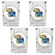 Kansas Jayhawks 4pc Square Shot Glass Set NCAA College Athletics