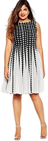 Shiny Life Women Casual Scarf Print Sleeveless Plus Size Dress