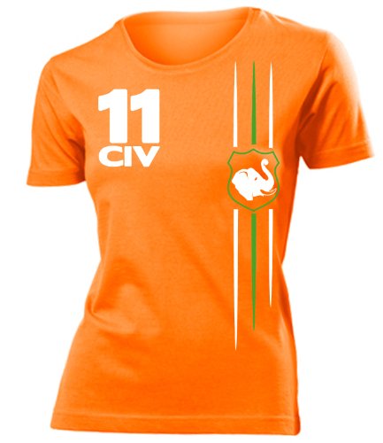 FUSSBALL WM 2014 – ELFENBEINKÜSTE FANSHIRT 3301(F-ORA) Gr. S