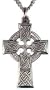 Cross , Pewter 1-1/4" Pendant with Bright Cut Accents. 18" Steel Chain