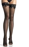 Lace Top Lycra Fishnet Thigh High Stockings