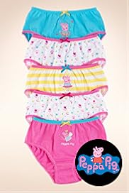5 Pack Younger Girls Pure Cotton Peppa Pig Briefs