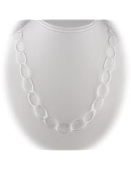 Oval Sterling Silver Diamond Cut Large Links Necklace Italy