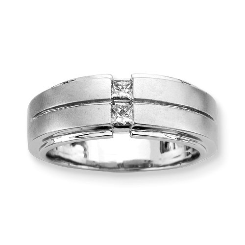 14K White Gold 1/5 ct. Princess Cut Diamond Men's Ring