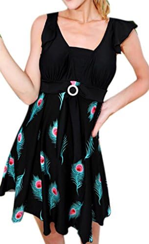 Women's Beachwear One-Piece Swimwear Plus Size Swimsuit(Acid Blue,2XL/5XL)