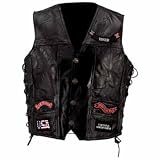 Buffalo Leather - Veste Gilet Homme Biker USA Patch Riders - Cuir - Noir - Taille 2XL - GFVBIK142XL