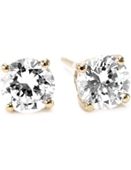 Myia Passiello "Timeless" Swarovski Zirconia 1 Carat Each Round Gold Clad Stud Earrings