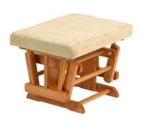 Stork Craft Matching Ottoman For Sleigh Glider in Oak With Beige Cushion