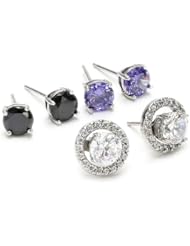 Sterling Silver 4 Piece Cubic Zirconia Studs and Jacket Set