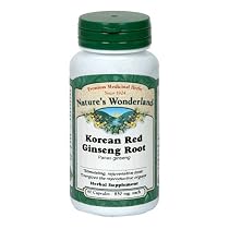 Nature's Wonderland Korean Red Ginseng Root Herbal Supplement Capsules, 700mg, 60 Capsules (Pack of 2)