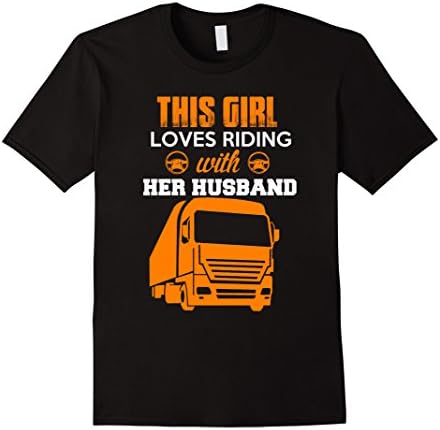Men's Truck Driver's Wife T Shirt - Love Riding With Husban Large Black