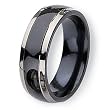 Two-tone Polished Titanium Ring (7.0 mm) With Wood Box - Sizes 8-12