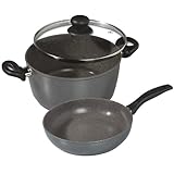 StoneDine - Non-stick Stone Cookware - 3 Piece Set - Large 11' diameter pan & XL 11' XL Pot + Lid that fits both
