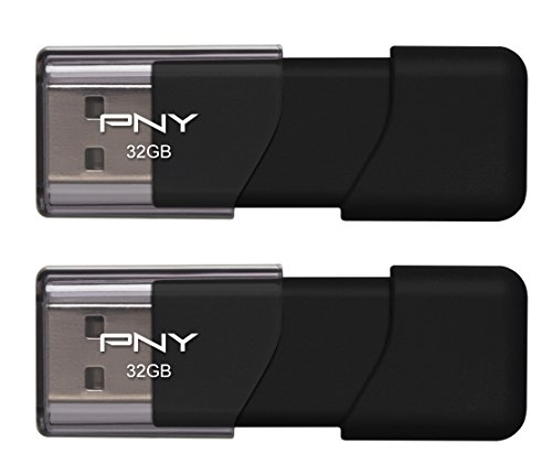 PNY Attache 32GB USB 2.0 Flash Drive, 2-Pack (P-FD32GATT03X2-GE)