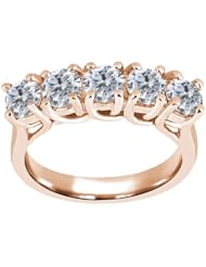 1.35 Ct Round G/H SI1 Diamond 14K Rose Gold Ring
