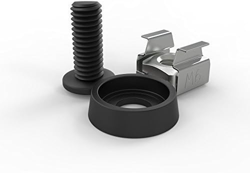 50 Pack Server Rack Enclosure &amp; Cabinet M6 Cage Nuts &amp; Mounting Screws PowerJive Hardware Kit with washers [Black]