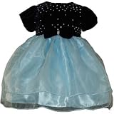 Girls Toddler Velveteen Dress - 2 Piece Set Navy Blue Velveteen Dress with Organza (12M - 3T)
