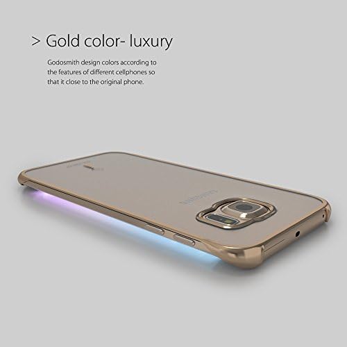 Galaxy S6 Edge Case, Godosmith® [Slim Metal] Flating Frame with Ultra Slim Clear PC Back Case for Samsung Galaxy S6 Edge(Gold)