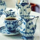 Blue Fluted Full Lace Coffee Cup And Saucer