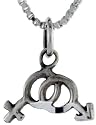 Sterling Silver Male/Female Sign Charm, 3/8" (9 mm) Tall