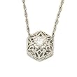 0.05Ct.T.W. Round Brilliant Cut Diamonds, 14Kt. White Gold. Diamond Filigree Pendant Necklace